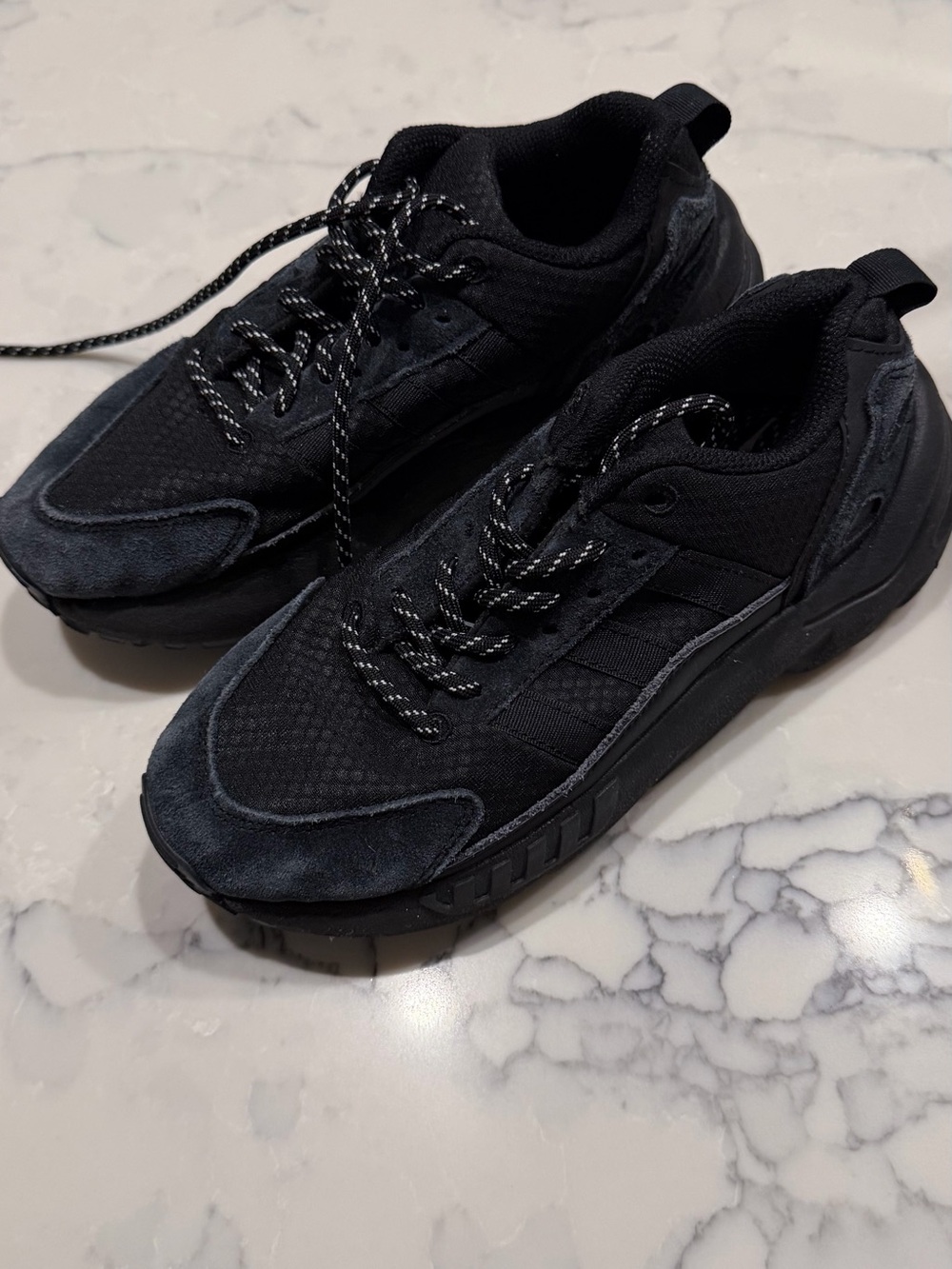 adidas Kids Black Low-Top Sneakers with Reflective Laces